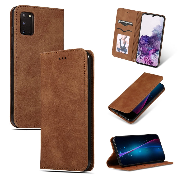 For Galaxy S20 Retro Skin Feel Business Magnetic Horizontal Flip Leather Case