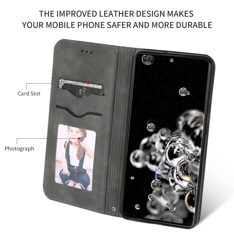 For Galaxy S20 Ultra Retro Skin Feel Business Magnetic Horizontal Flip Leather Case