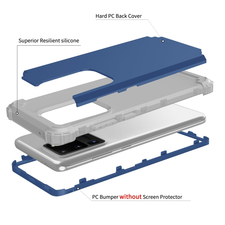 For Galaxy S20 Ultra PC + Silicone Three-piece Shockproof Protection Case