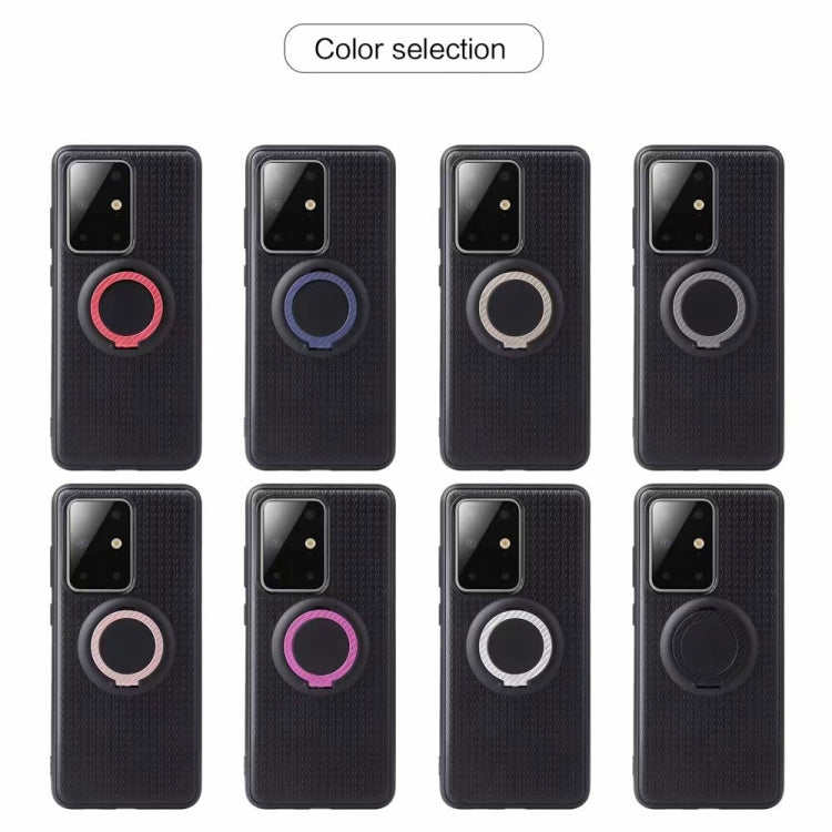 For Galaxy S20 Plus Y-Shaped Non-slip Texture TPU Case with Magnetic Rotating Ring Holder