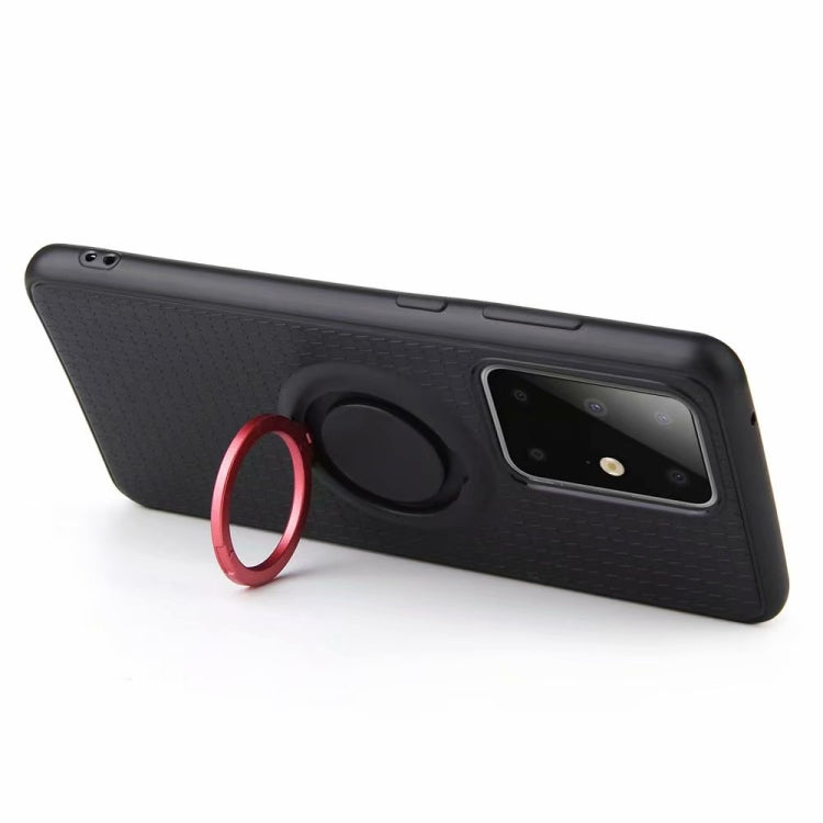 For Galaxy S20 Plus Y-Shaped Non-slip Texture TPU Case with Magnetic Rotating Ring Holder