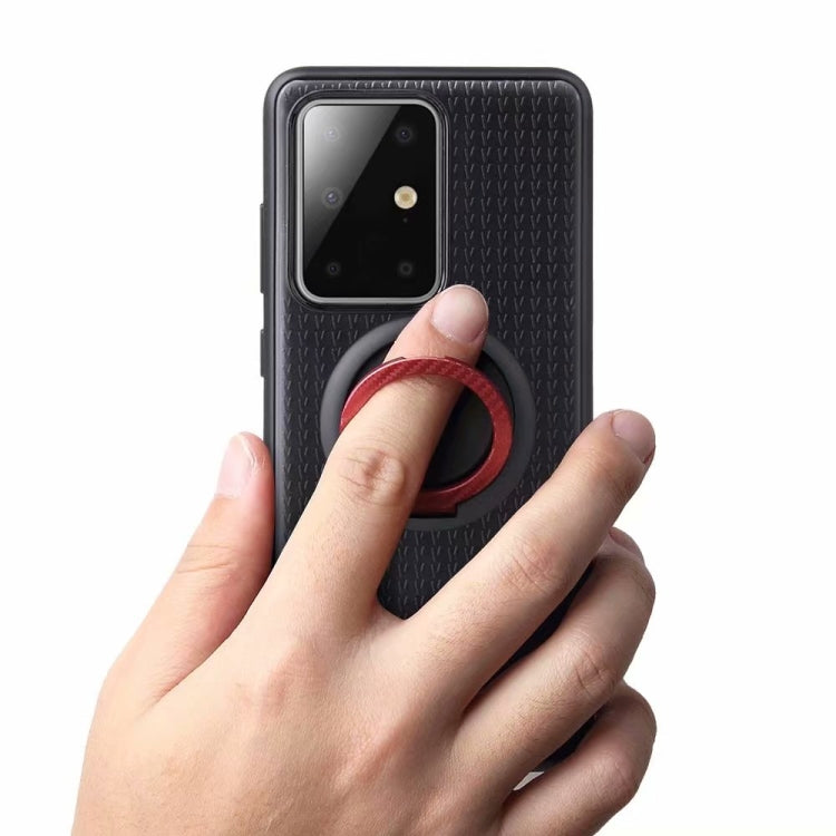 For Galaxy S20 Plus Y-Shaped Non-slip Texture TPU Case with Magnetic Rotating Ring Holder