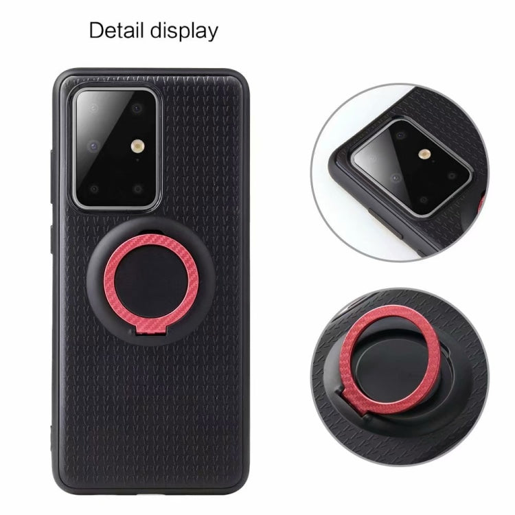 For Galaxy S20 Plus Y-Shaped Non-slip Texture TPU Case with Magnetic Rotating Ring Holder