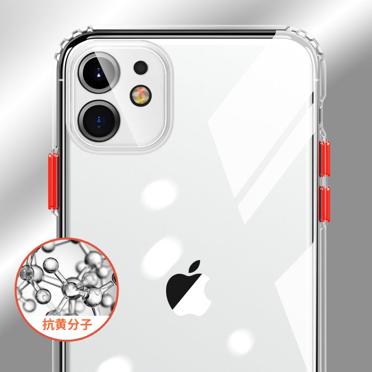 For iPhone 11 Pro Max Color Button Clear Full Coverage Shockproof TPU Case