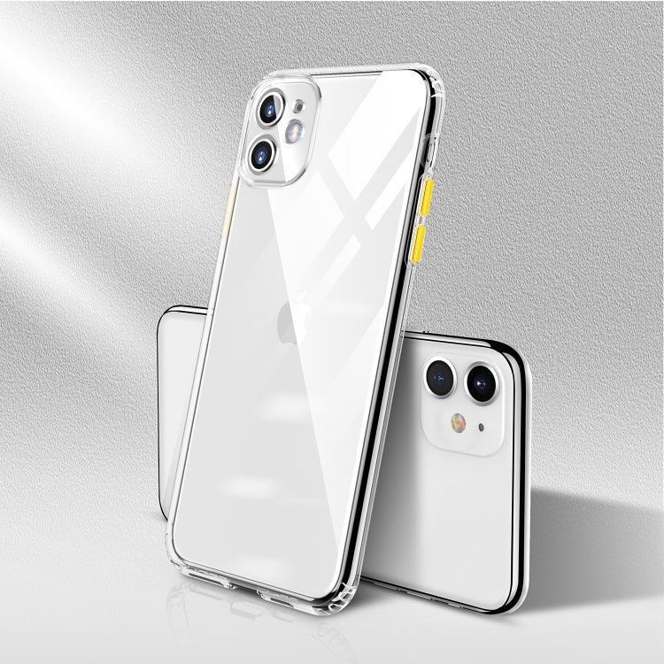 For iPhone 11 Pro Max Color Button Clear Full Coverage Shockproof TPU Case