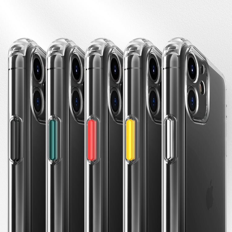 For iPhone 11 Pro Max Color Button Clear Full Coverage Shockproof TPU Case