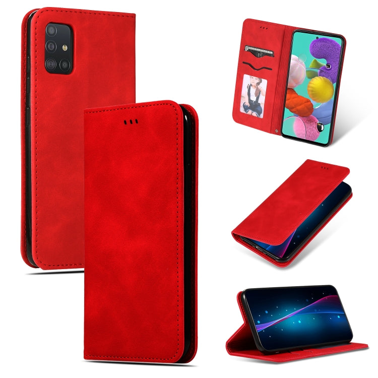 For Galaxy A51 Retro Skin Feel Business Magnetic Horizontal Flip Leather Case