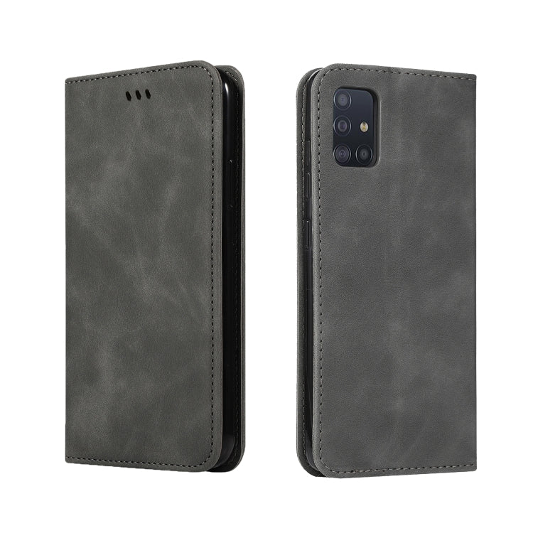 For Galaxy A51 Retro Skin Feel Business Magnetic Horizontal Flip Leather Case