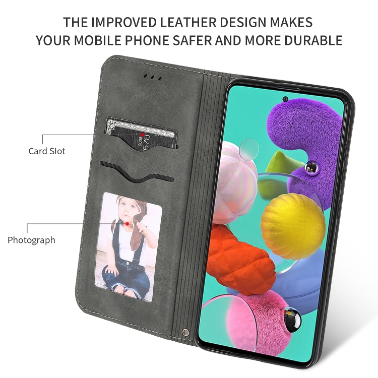 For Galaxy A51 Retro Skin Feel Business Magnetic Horizontal Flip Leather Case