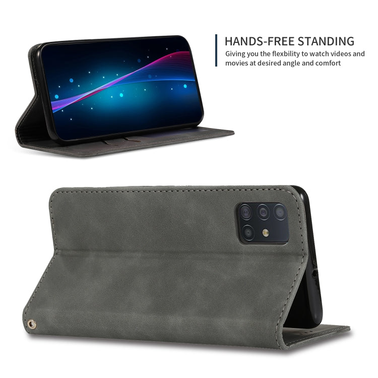 For Galaxy A51 Retro Skin Feel Business Magnetic Horizontal Flip Leather Case