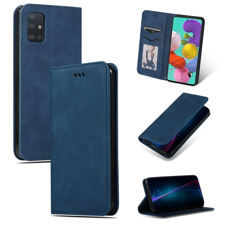 For Galaxy A51 Retro Skin Feel Business Magnetic Horizontal Flip Leather Case