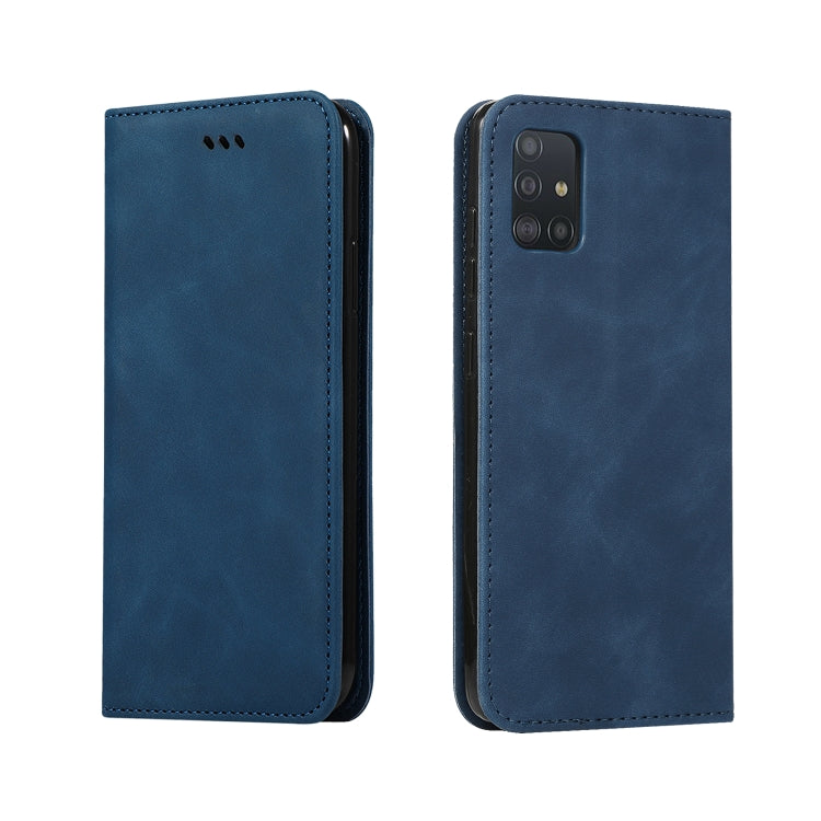 For Galaxy A51 Retro Skin Feel Business Magnetic Horizontal Flip Leather Case