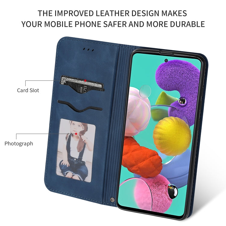 For Galaxy A51 Retro Skin Feel Business Magnetic Horizontal Flip Leather Case