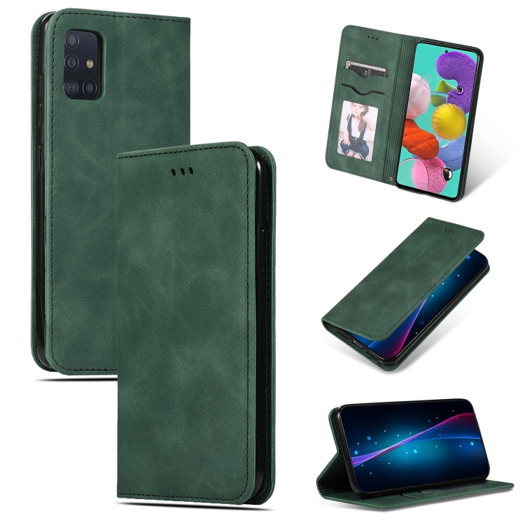 For Galaxy A51 Retro Skin Feel Business Magnetic Horizontal Flip Leather Case