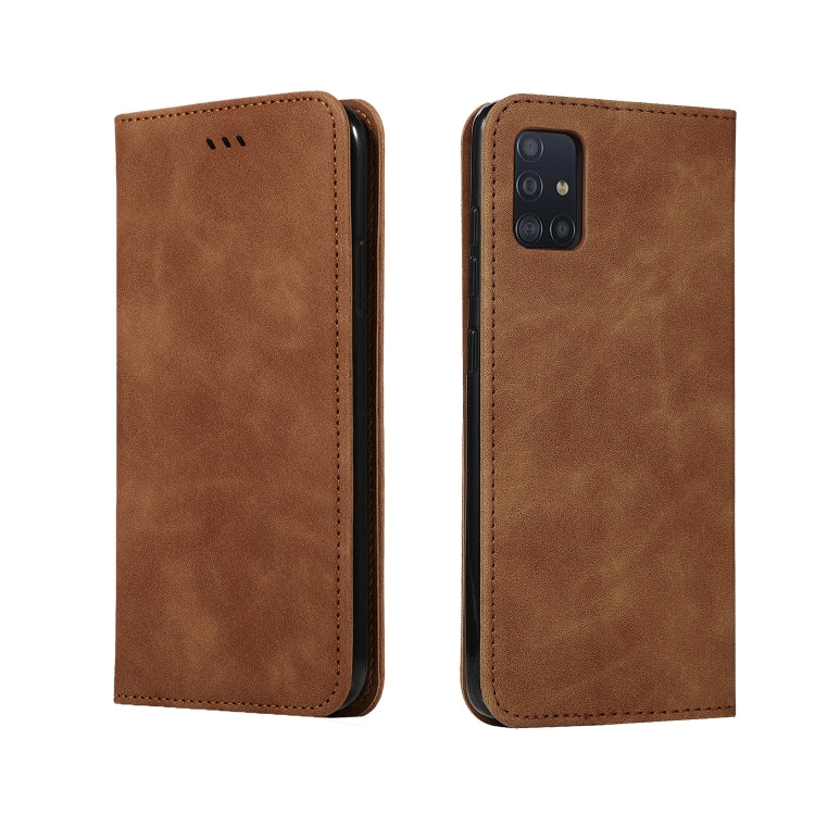 For Galaxy A51 Retro Skin Feel Business Magnetic Horizontal Flip Leather Case