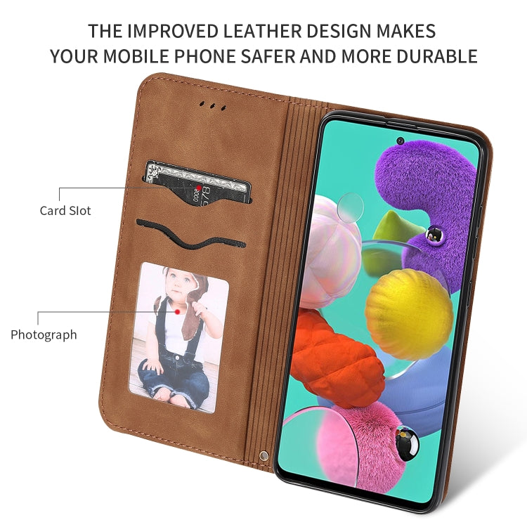 For Galaxy A51 Retro Skin Feel Business Magnetic Horizontal Flip Leather Case