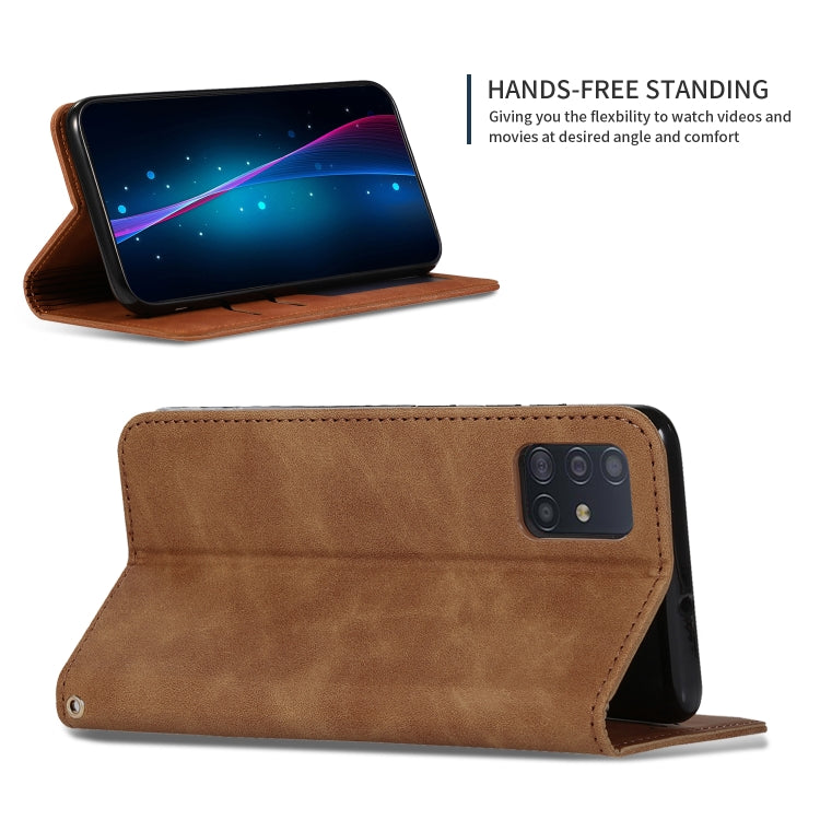 For Galaxy A51 Retro Skin Feel Business Magnetic Horizontal Flip Leather Case