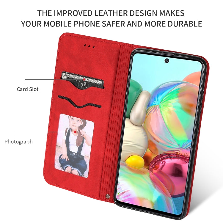 For Galaxy A71 Retro Skin Feel Business Magnetic Horizontal Flip Leather Case