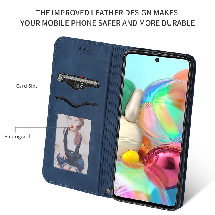 For Galaxy A71 Retro Skin Feel Business Magnetic Horizontal Flip Leather Case