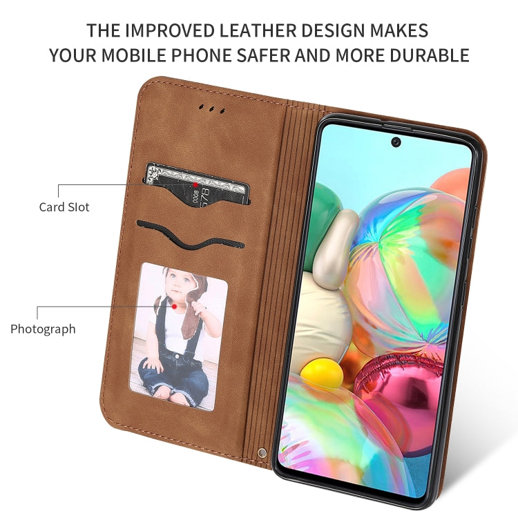 For Galaxy A71 Retro Skin Feel Business Magnetic Horizontal Flip Leather Case