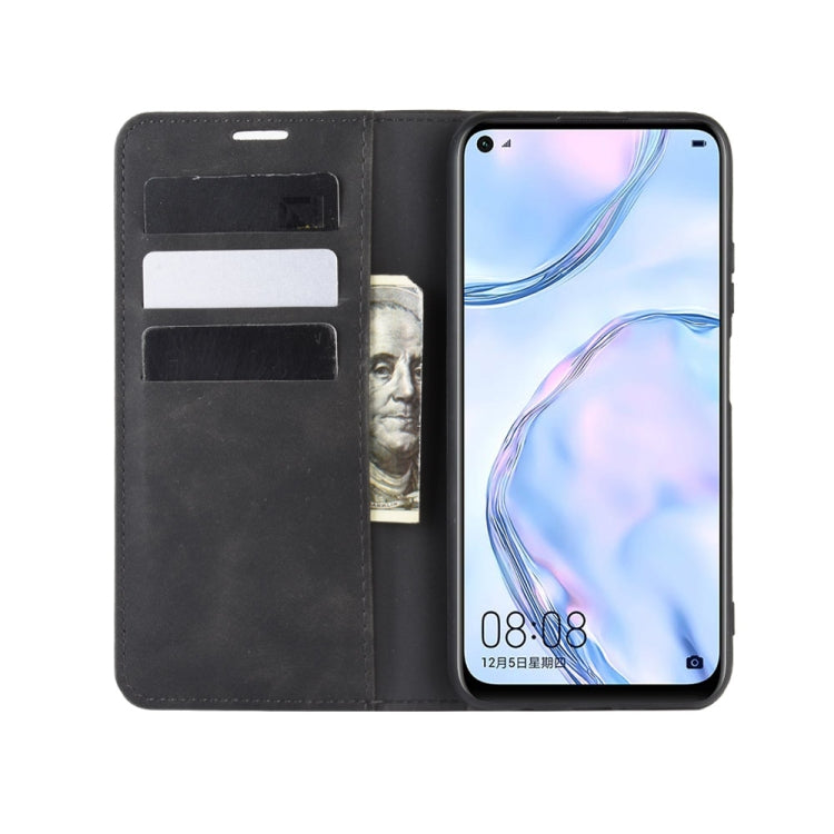 For Huawei nova 6 SE/ P40 Lite / nova 7i Retro-skin Business Magnetic Suction Leather Case with Holder & Card Slots & Wallet