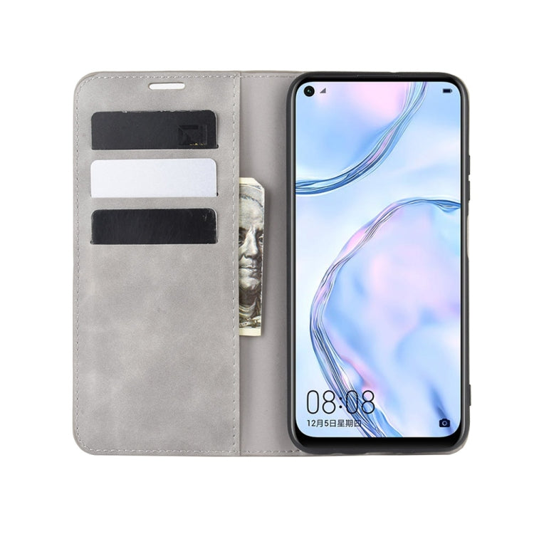 For Huawei nova 6 SE/ P40 Lite / nova 7i Retro-skin Business Magnetic Suction Leather Case with Holder & Card Slots & Wallet