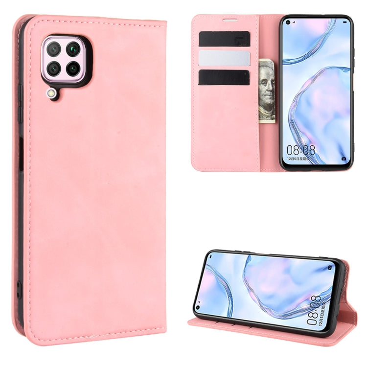 For Huawei nova 6 SE/ P40 Lite / nova 7i Retro-skin Business Magnetic Suction Leather Case with Holder & Card Slots & Wallet