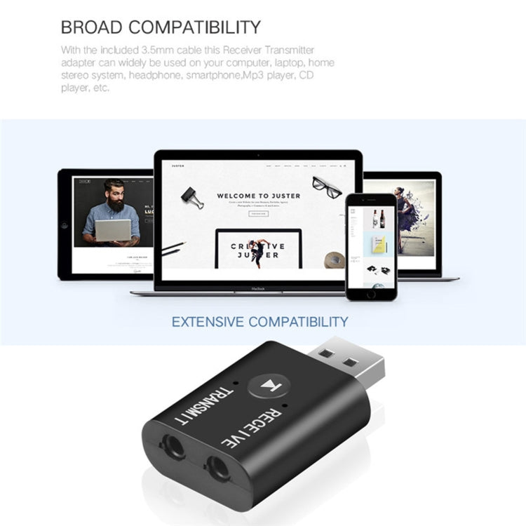 JEDX-TR6 USB Bluetooth 5.0 Music Transmitter Receiver 2 in 1 TV Bluetooth Transmitter Speaker Bluetooth Receiver