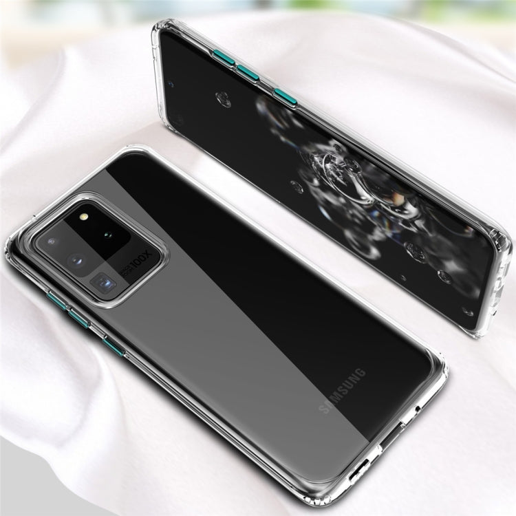 For Galaxy S20 Ultra Color Button Clear Full Coverage Shockproof TPU Case