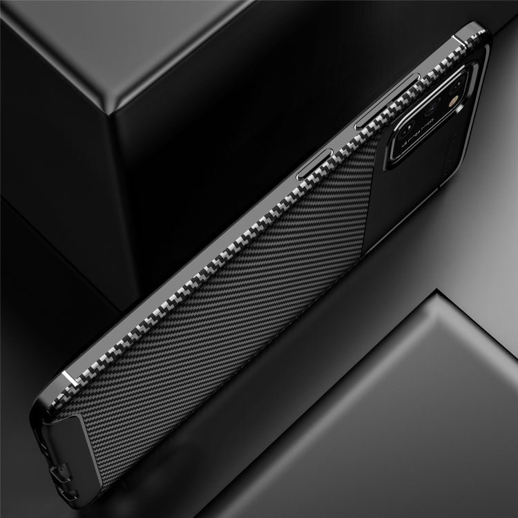 For Galaxy A41 Carbon Fiber Texture Shockproof TPU Case