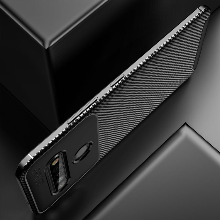 For LG K61 Carbon Fiber Texture Shockproof TPU Case(Brown)