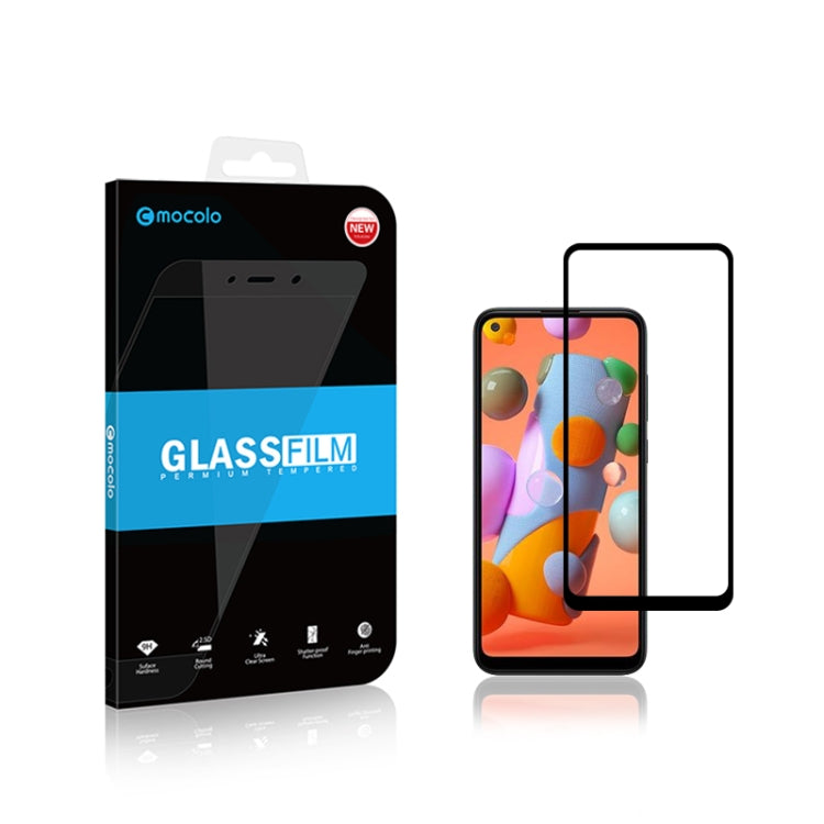 For Galaxy A11 2PCS mocolo 0.33mm 9H 2.5D Full Glue Tempered Glass Film