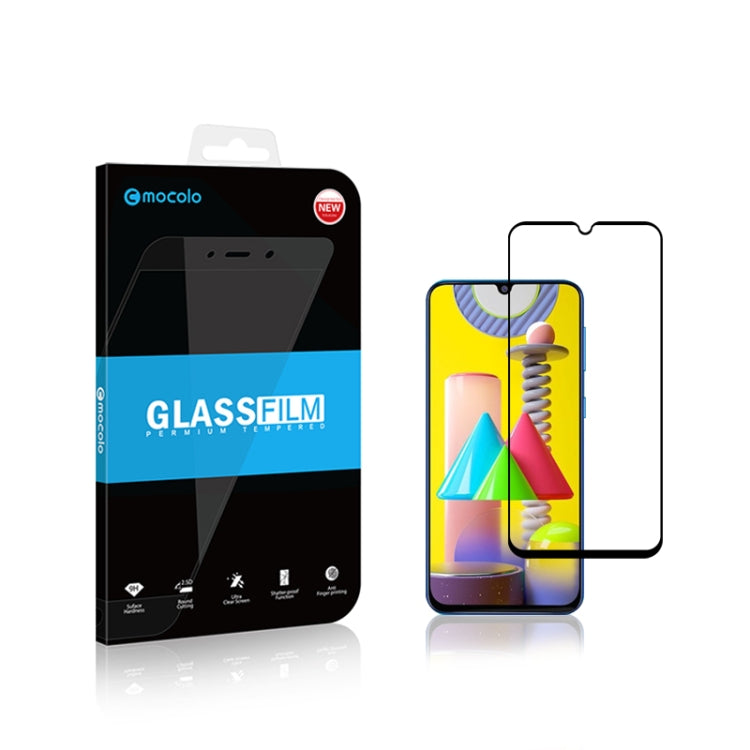 For Galaxy M31 2PCS mocolo 0.33mm 9H 2.5D Full Glue Tempered Glass Film