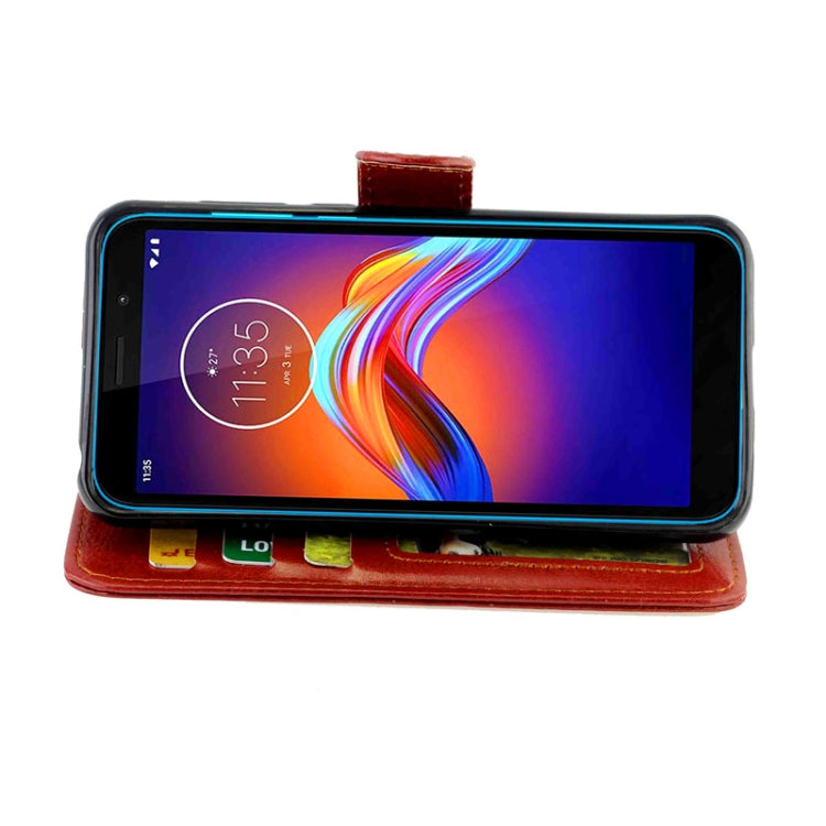 For Motorola MOTO E6 Play Crazy Horse Texture Leather Horizontal Flip Protective Case with Holder & Card Slots & Wallet & Photo Frame
