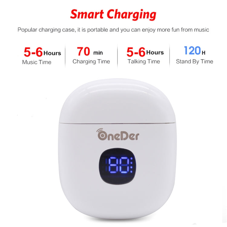 Oneder W16 TWS Bluetooth 5.0 Wireless Bluetooth Earphone with Charging Box, Support HD Call & LED Display Battery
