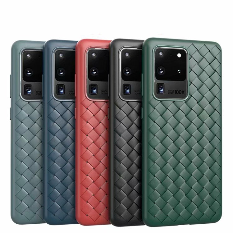 For Galaxy S20 Plus Non-Slip Classic Woven Pattern Breathable TPU Case