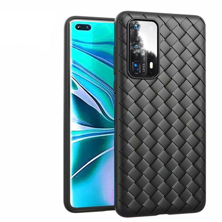 For Huawei P40 Non-Slip Classic Woven Pattern Breathable TPU Case
