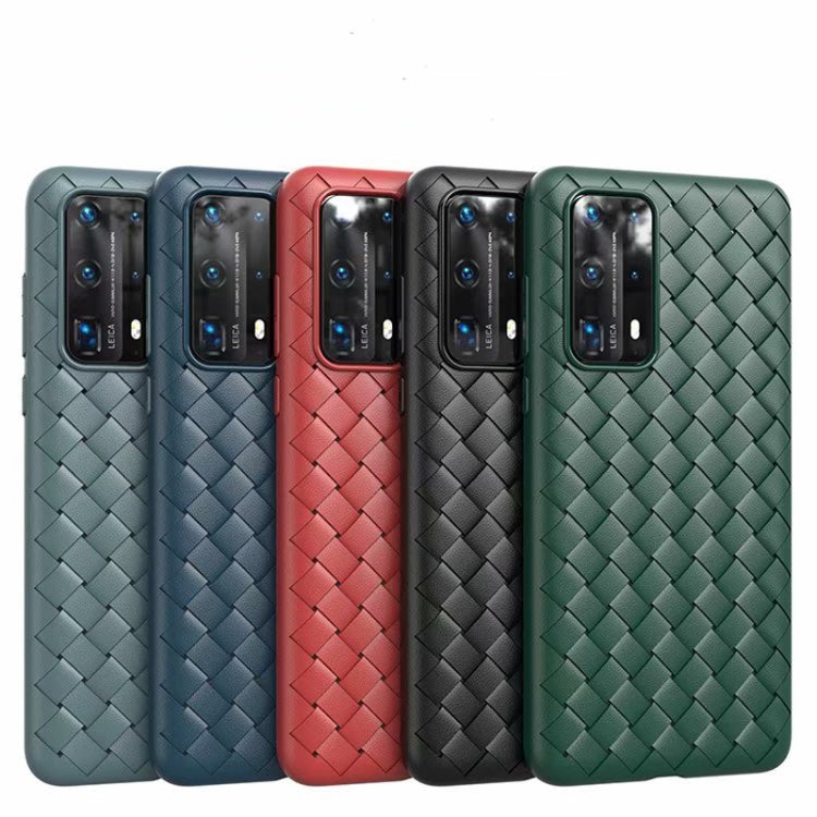 For Huawei P40 Non-Slip Classic Woven Pattern Breathable TPU Case