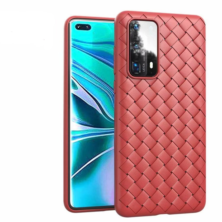 For Huawei P40 Non-Slip Classic Woven Pattern Breathable TPU Case