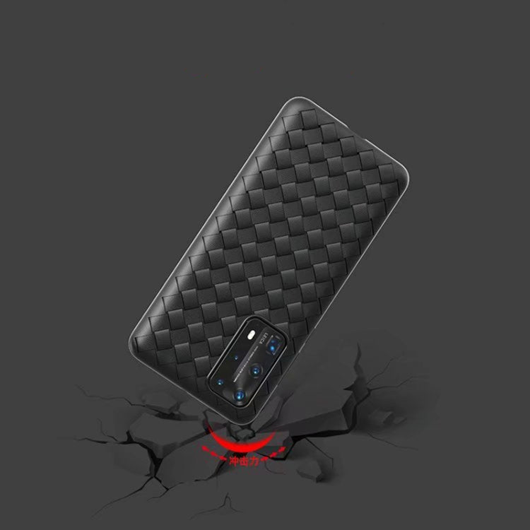 For Huawei P40 Non-Slip Classic Woven Pattern Breathable TPU Case