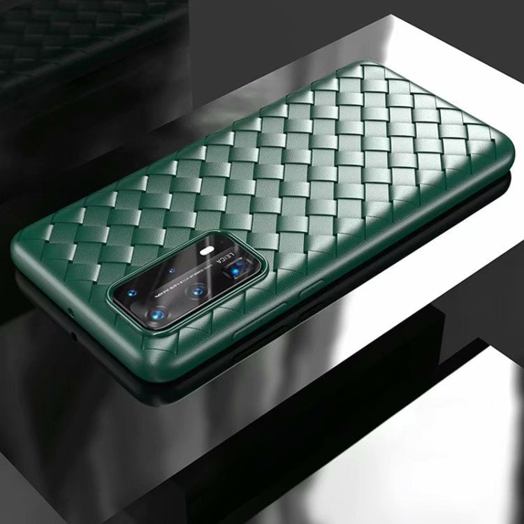 For Huawei P40 Non-Slip Classic Woven Pattern Breathable TPU Case