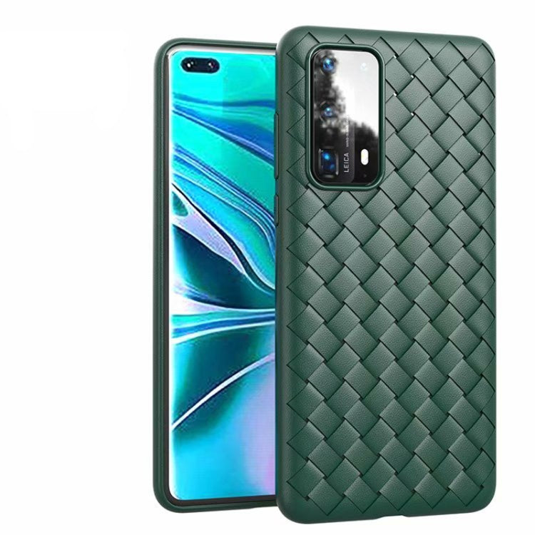For Huawei P40 Non-Slip Classic Woven Pattern Breathable TPU Case