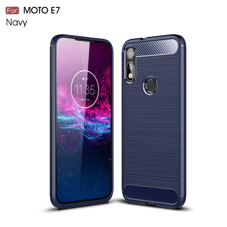 For MOTO E7 Brushed Texture Carbon Fiber TPU Case