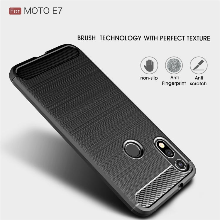 For MOTO E7 Brushed Texture Carbon Fiber TPU Case