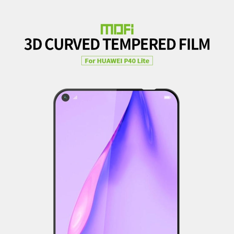 For Huawei P40 Lite MOFI 9H 3D Explosion-proof Curved Screen Tempered Glass Film(Black)