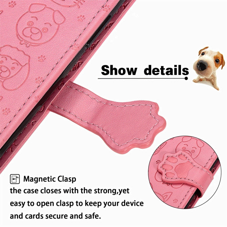 For Galaxy A80/A90 Cute Cat and Dog Embossed Horizontal Flip Leather Case with Bracket / Card Slot / Wallet / Lanyard