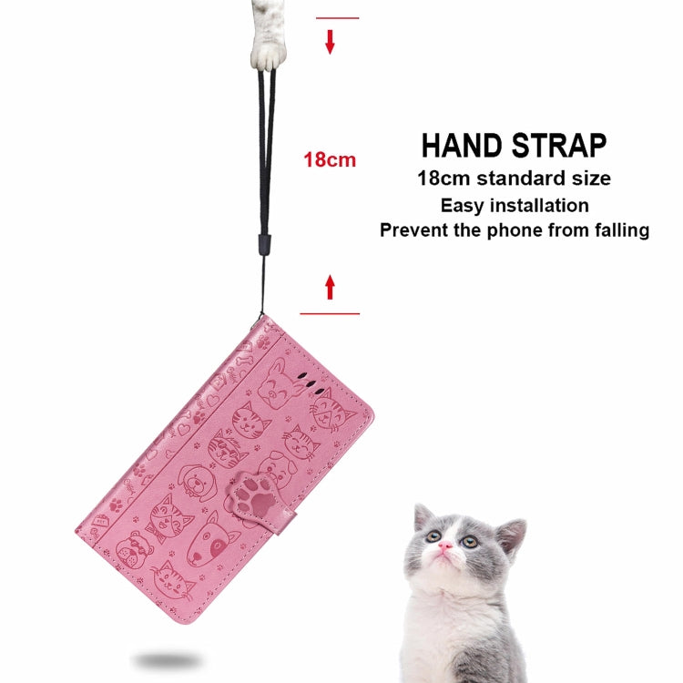 For Galaxy A80/A90 Cute Cat and Dog Embossed Horizontal Flip Leather Case with Bracket / Card Slot / Wallet / Lanyard