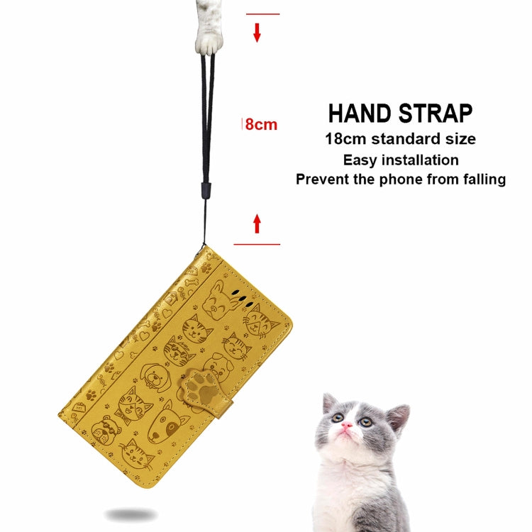 For Galaxy A80/A90 Cute Cat and Dog Embossed Horizontal Flip Leather Case with Bracket / Card Slot / Wallet / Lanyard