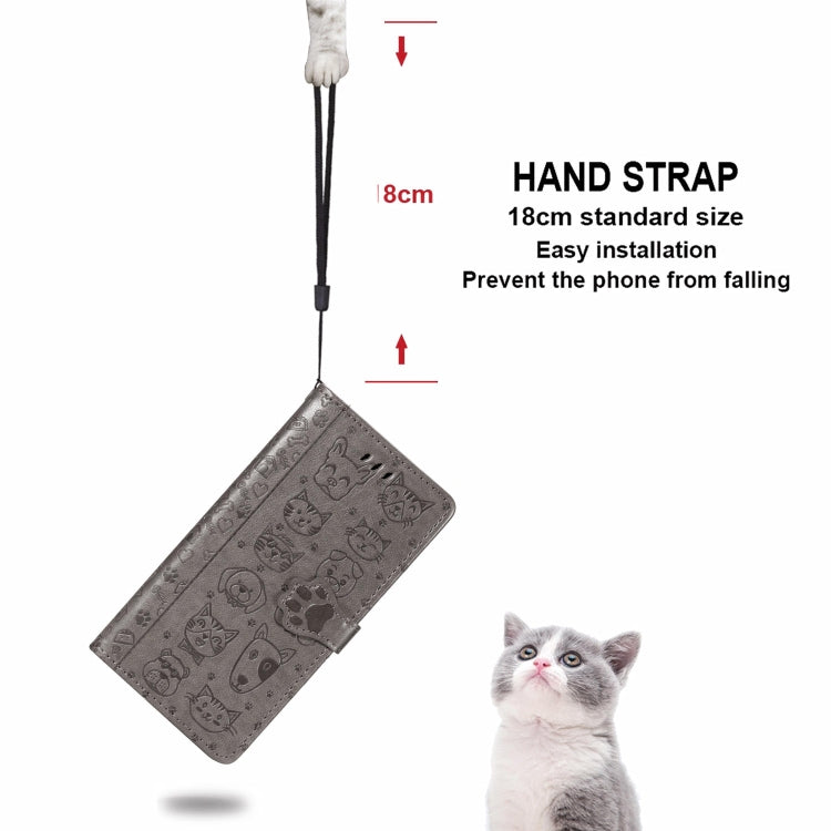 For Galaxy A80/A90 Cute Cat and Dog Embossed Horizontal Flip Leather Case with Bracket / Card Slot / Wallet / Lanyard