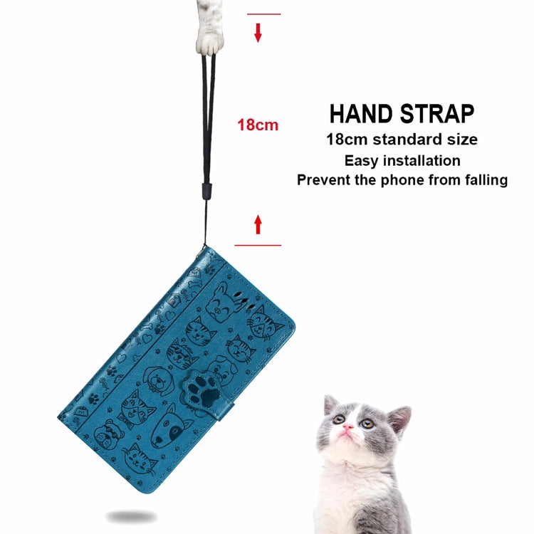 For Galaxy A80/A90 Cute Cat and Dog Embossed Horizontal Flip Leather Case with Bracket / Card Slot / Wallet / Lanyard